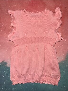 SHEIN girls Coral Pink Ruffle Knit dress size 110 new